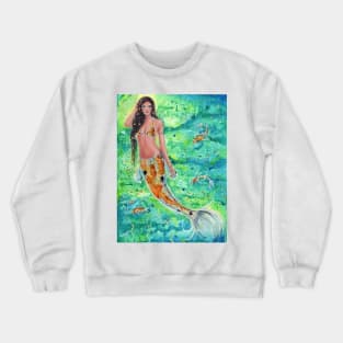 Blossom mermaid with koi art by Renee Lavoie Crewneck Sweatshirt